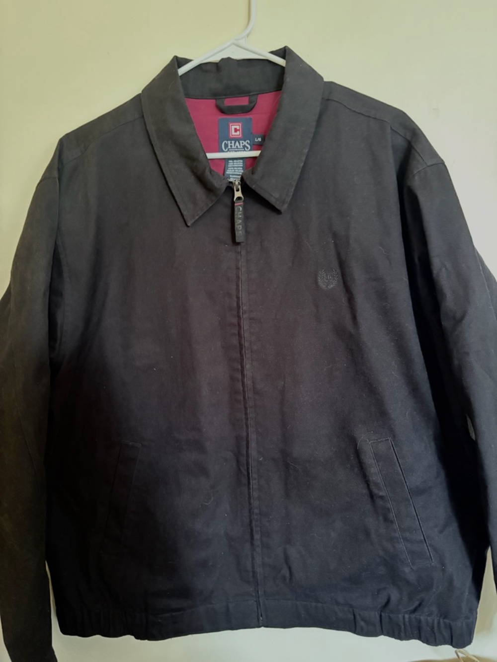 Chaps Black Men's Collared Zip Bomber Jacket